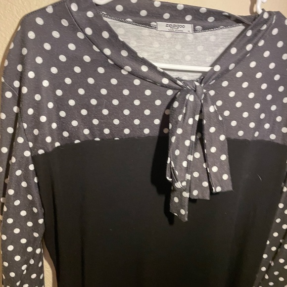Women’s Zeagoo black and white polkadot long sleeve sweater-XL - Picture 6 of 6